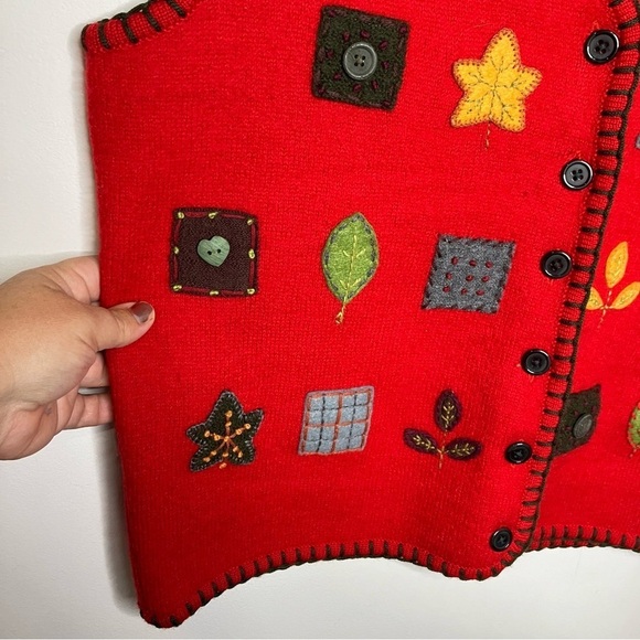 Marisa Christina 100% wool vest with fall patchwork size medium - Picture 4 of 5